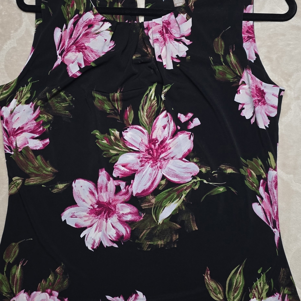 Calvin Klein Black and Pink Floral Blouse